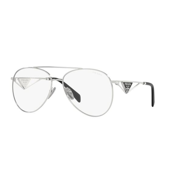 PRADA SPR 73Z 1BC-08N SILVER BLACK BLUE LIGHT EYEGLASSES SUNGLASSES FRAMES 58-14 - Picture 1 of 4